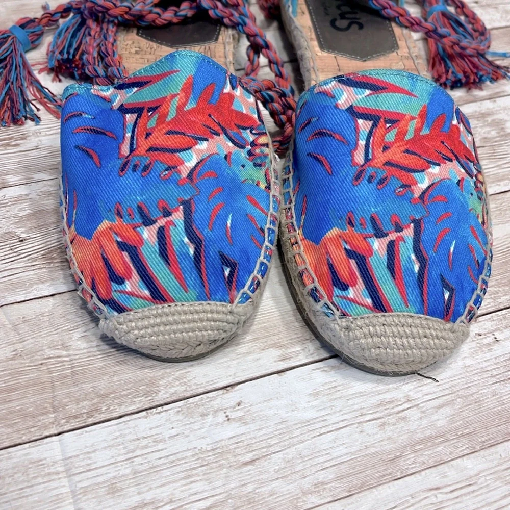Circus by Sam Edelman Lenora Size 8.5 Espadrille Sandal Tie Up Blue Turquoise